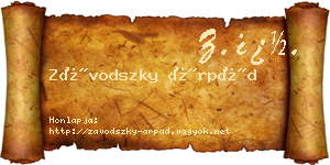 Závodszky Árpád névjegykártya